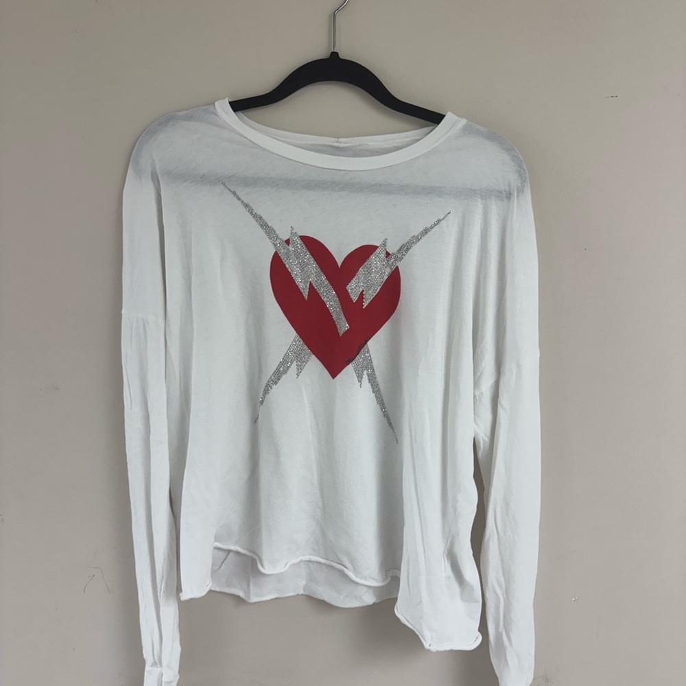 Lauren Moshi Long Sleeve Graphic Top – Heart & Lightning – Size XL